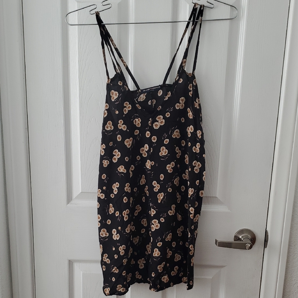 Floral Black Slip Tank Top